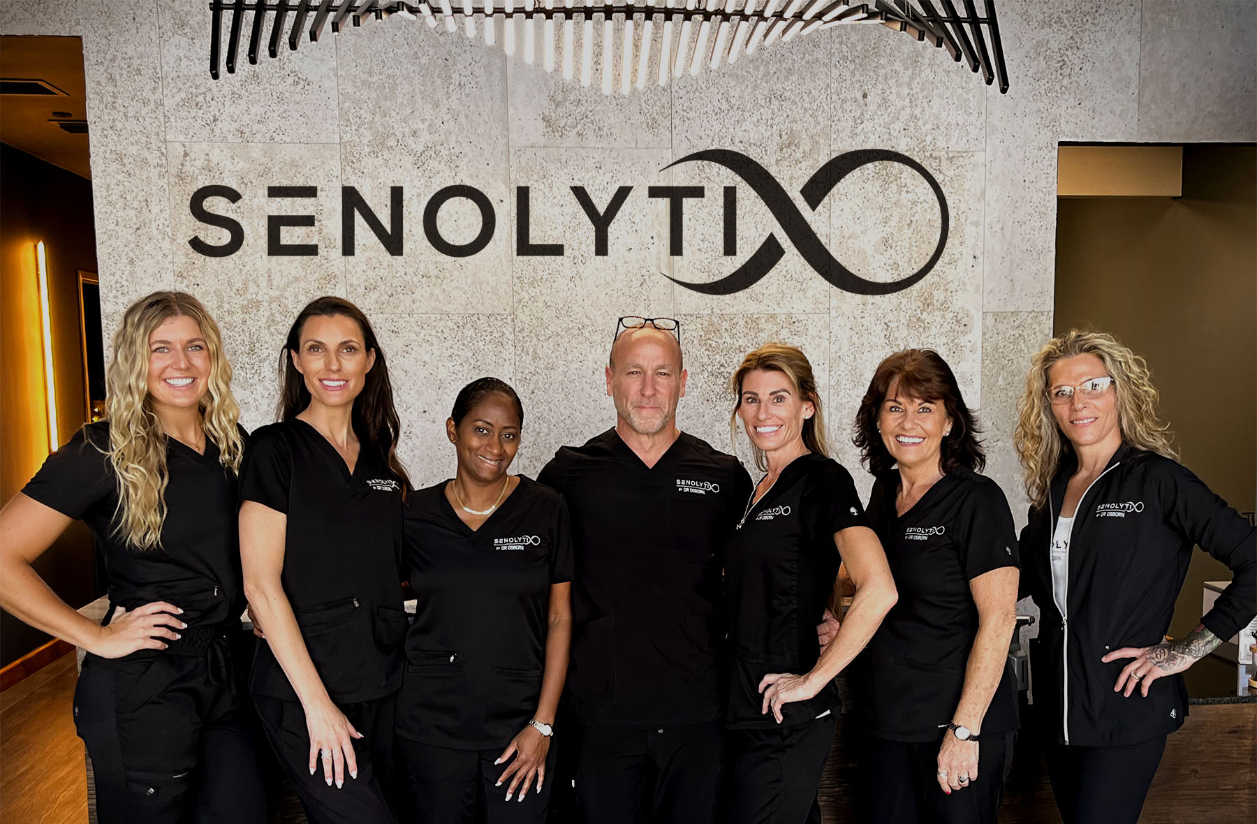 Staff Photo of our Senolytix team, with Dr. Brett Osborn